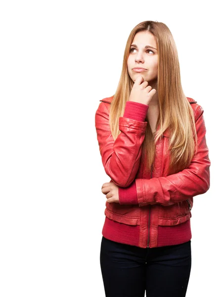 Blond woman thinking — Stock Photo, Image