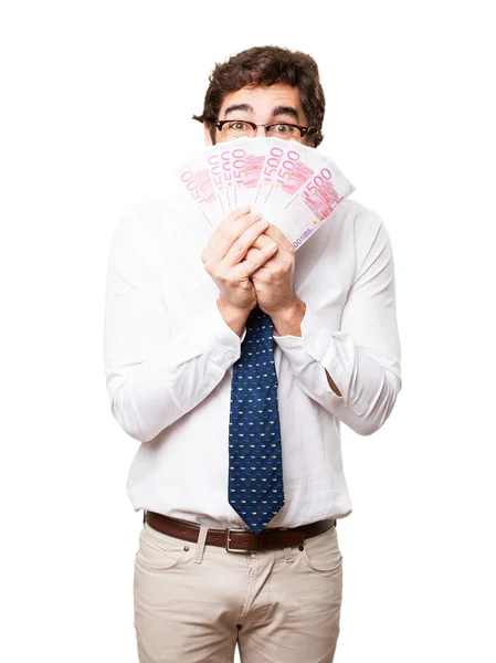 Businessman with bank notes — Stock Photo, Image