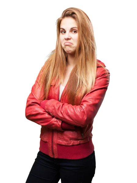 Confused blond woman — Stock Photo, Image