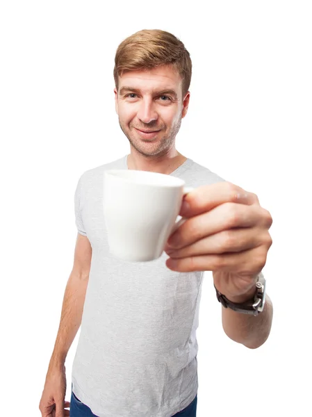 Blond man med en kaffe — Stockfoto