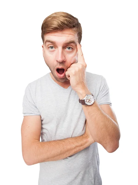 Blond fool man surprised — Stock Photo, Image