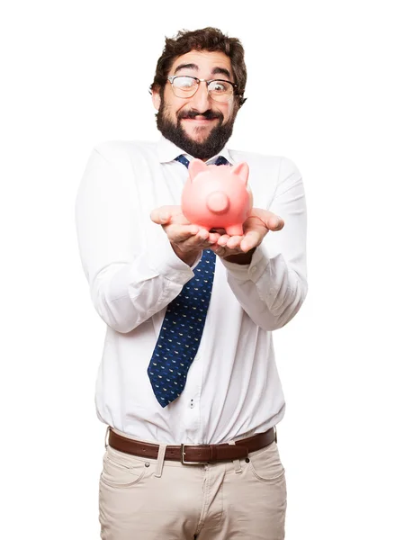 Businessman with piggy bank — Stock Photo, Image