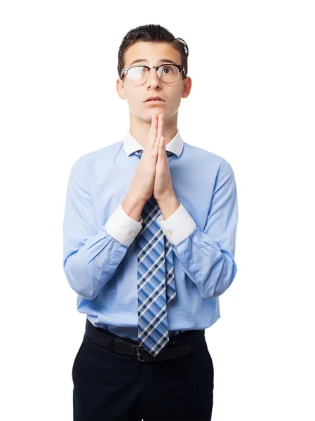 Businessman praying — Stock Photo, Image