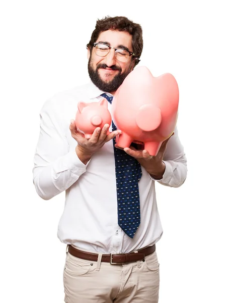 Businessman with piggy bank — Stock Photo, Image