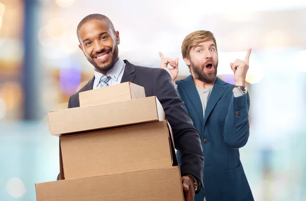 Young cool black man with boxes — Stock Photo, Image