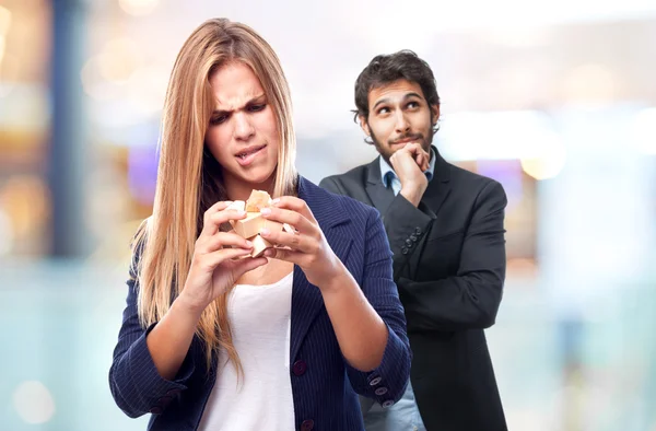 Young cool woman solving a challenge — Stock Photo, Image