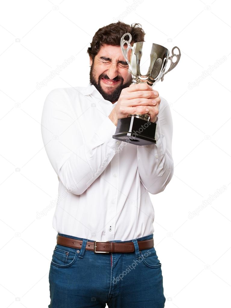 successful man with a cup