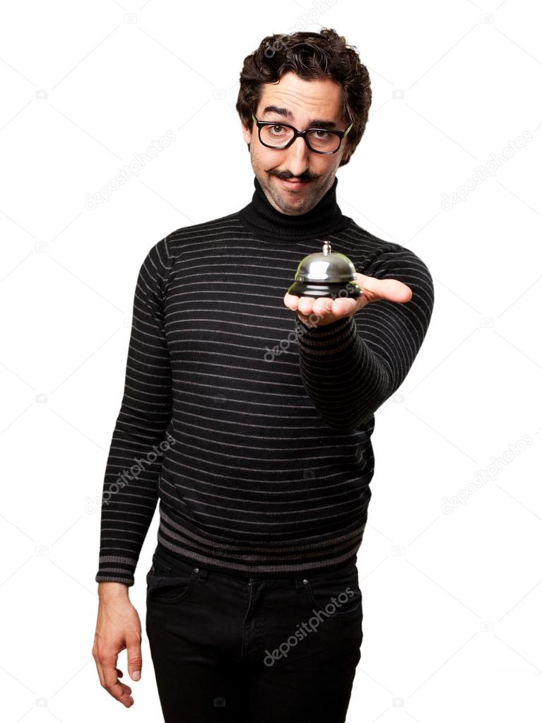 pedantic man with a bell