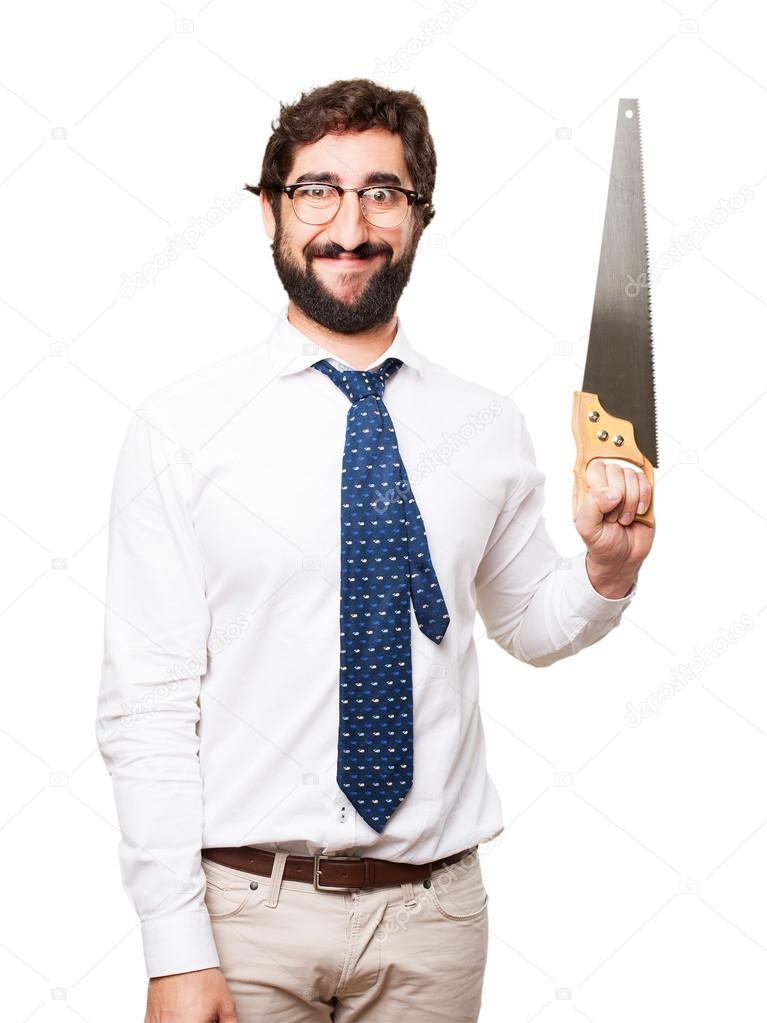 businessman with a saw