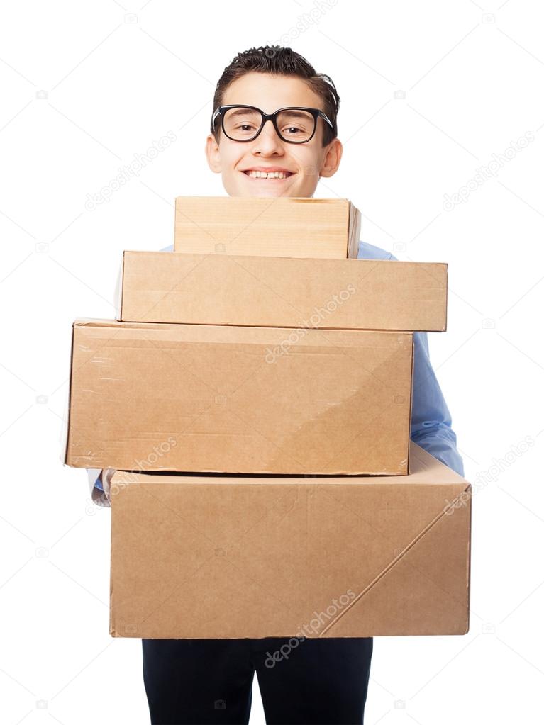 businessman with boxes