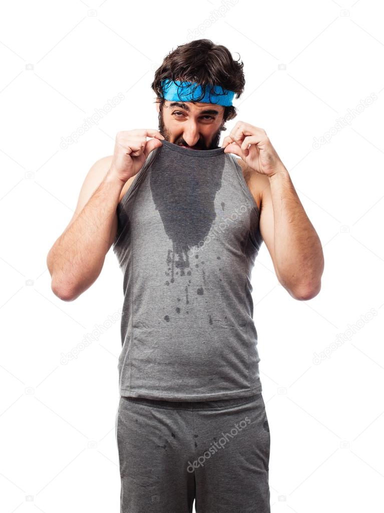 sportsman sweating