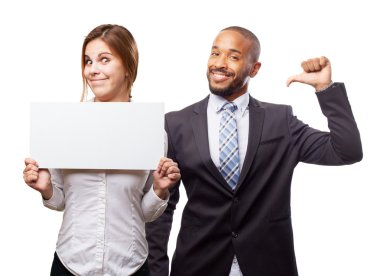 bir afişini sarışın kadınla