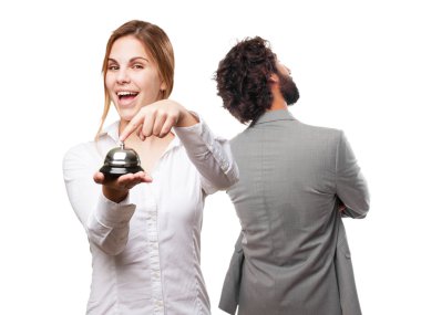 kadın bir çağrı bell ile