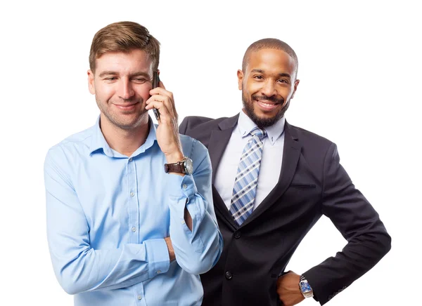 Blond man speaking on phone — Stock Photo, Image