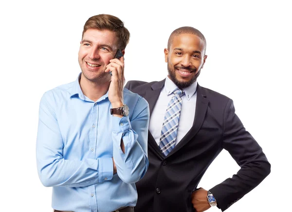 Blond man speaking on phone — Stock Photo, Image