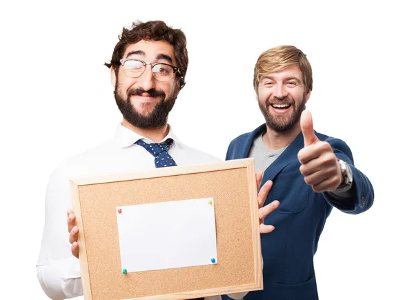 Empresário com placa de cortiça — Fotografia de Stock