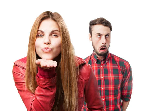 Woman sending a kiss — Stock Photo, Image