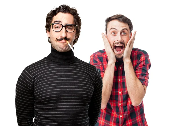 Pedantic man smoking — Stock Photo, Image