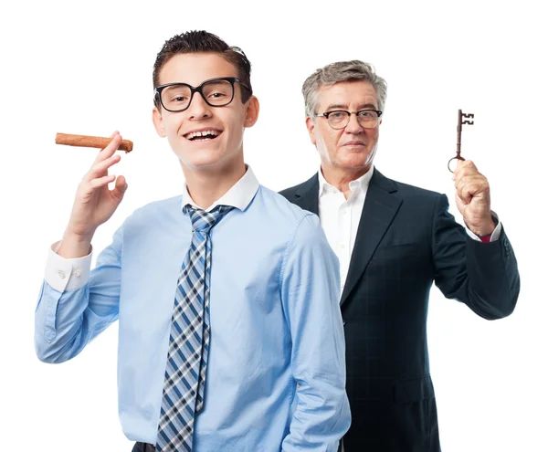 Businessman smoking — Stock Photo, Image