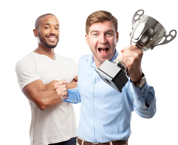 Blond man with a cup — Stock Photo, Image