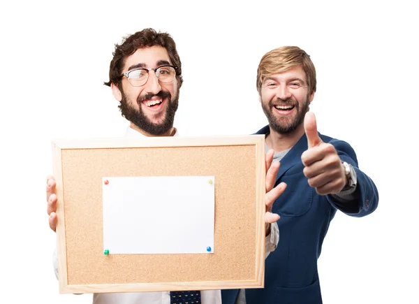 Businessman with cork board — Stock Photo, Image