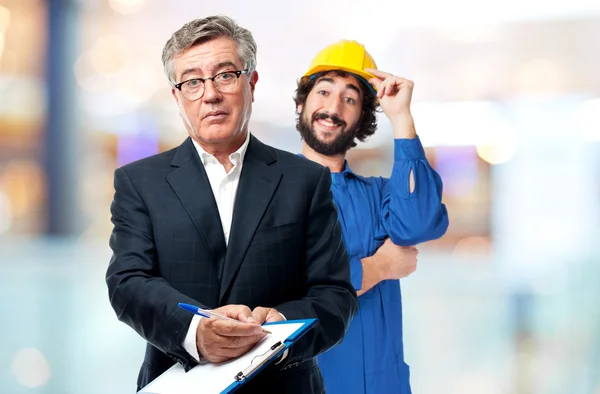 Senior cool man showing a test — Stock Photo, Image