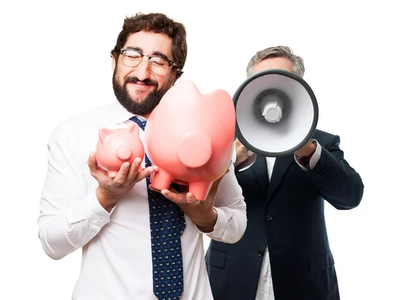 Businessman with piggy bank — Stock Photo, Image