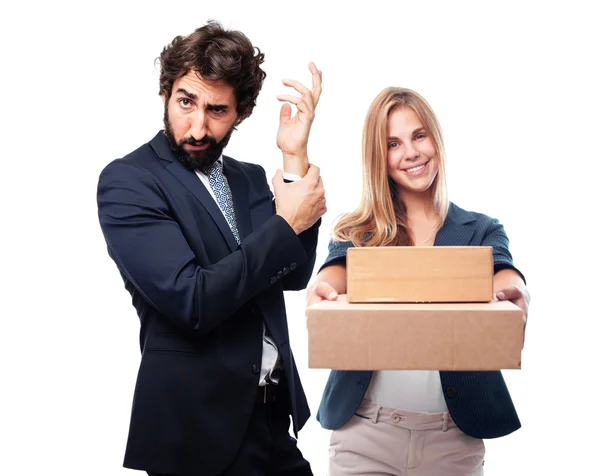 Businessman facing to a challenge — Stock Photo, Image