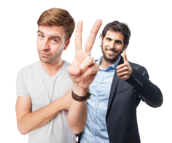 Blond man hand numbers — Stock Photo, Image