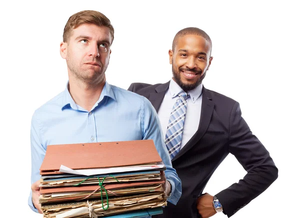 Blond man with archives — Stock Photo, Image