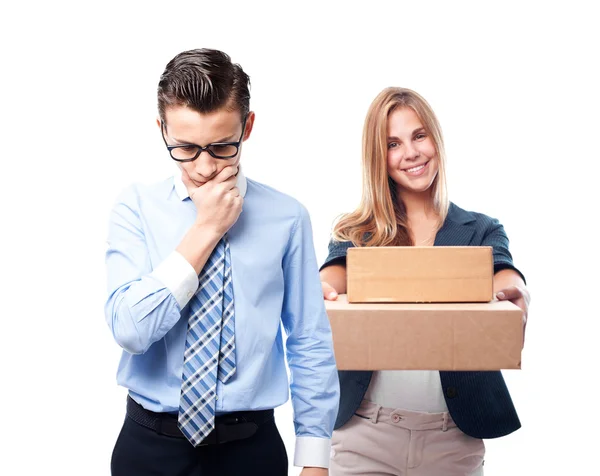 Businessman boy thinking — Stock Photo, Image