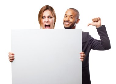 bir afişini sarışın kadınla