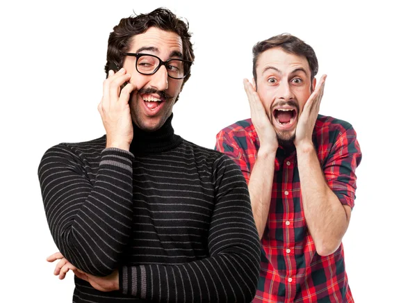 Pedantic man speaking on phone — Stock Photo, Image