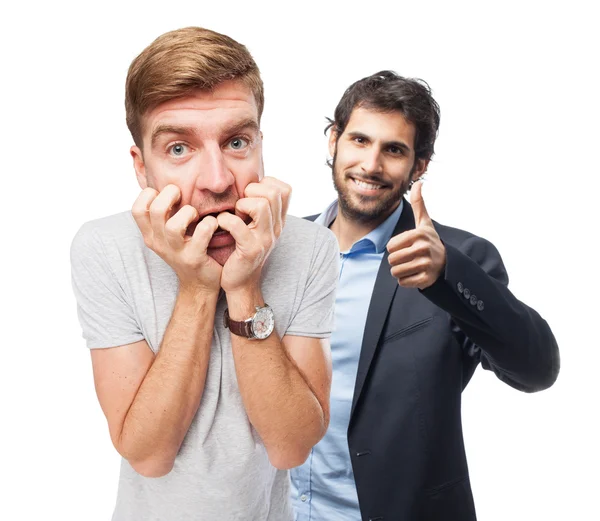 Blond scared man — Stock Photo, Image