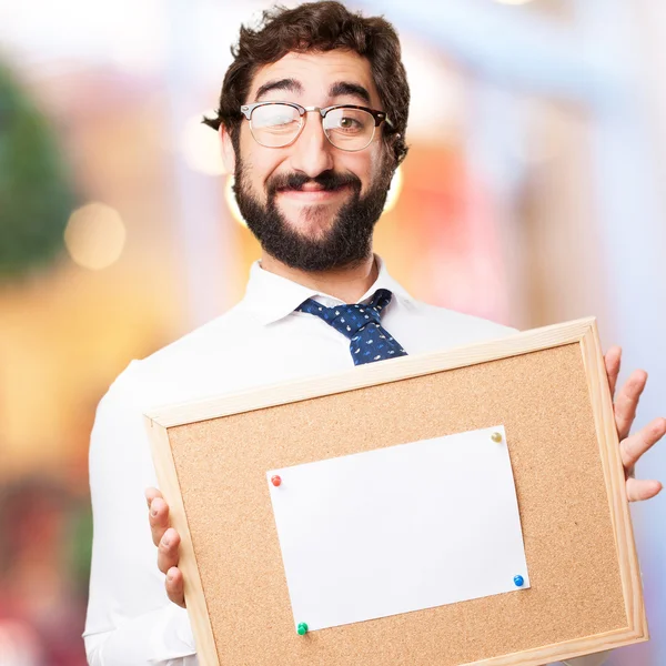 Businessman with cork board — Stock Photo, Image