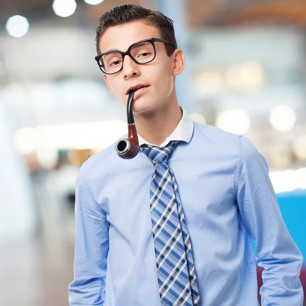 Businessman smoking — Stock Photo, Image