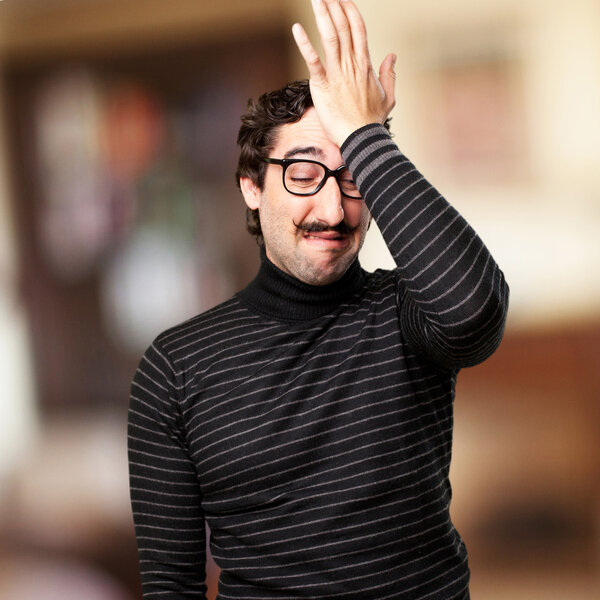 pedantic man frustrated face