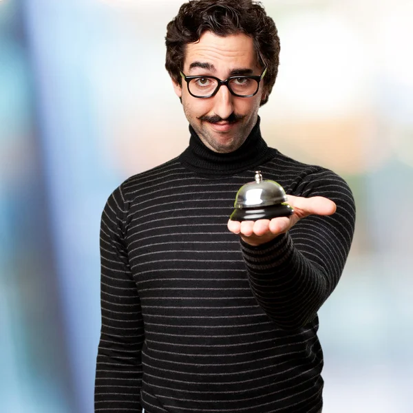 Pedantic man with a bell — Stock Photo, Image