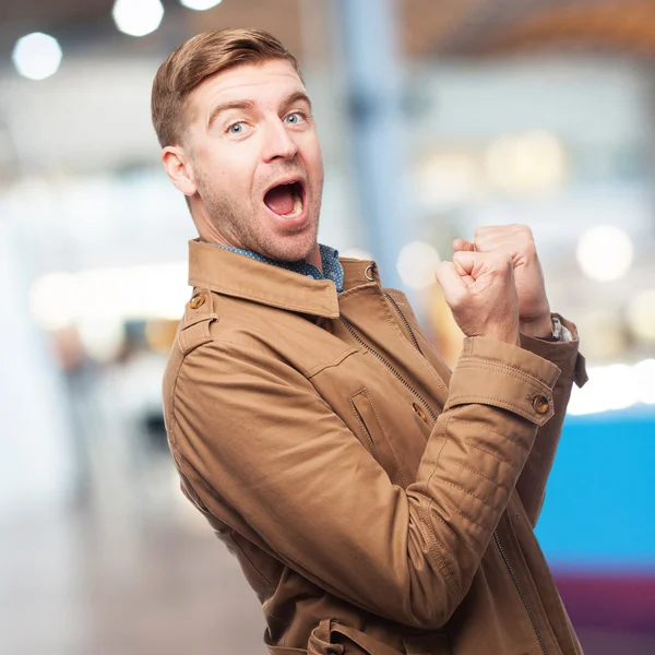 Adult man win gesture — Stock Photo, Image