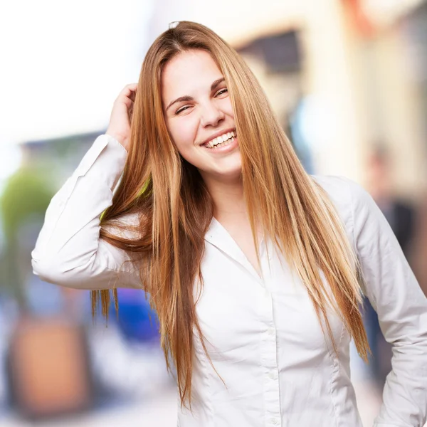 Bionda donna felice — Foto Stock