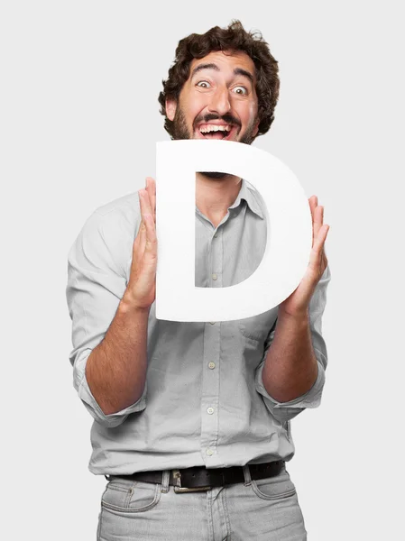 Crazy man with a letter — Stock Photo, Image