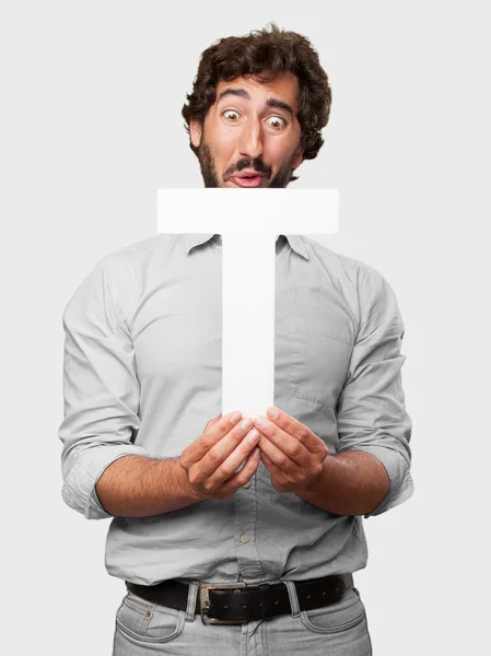 Crazy man with a letter — Stock Photo, Image