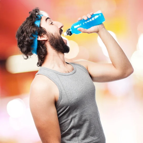 Sportsman with water — Stock Photo, Image