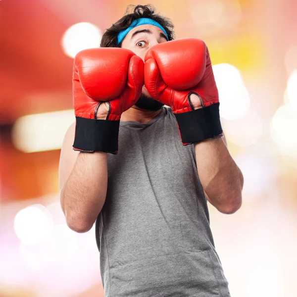 Louco homem boxe — Fotografia de Stock