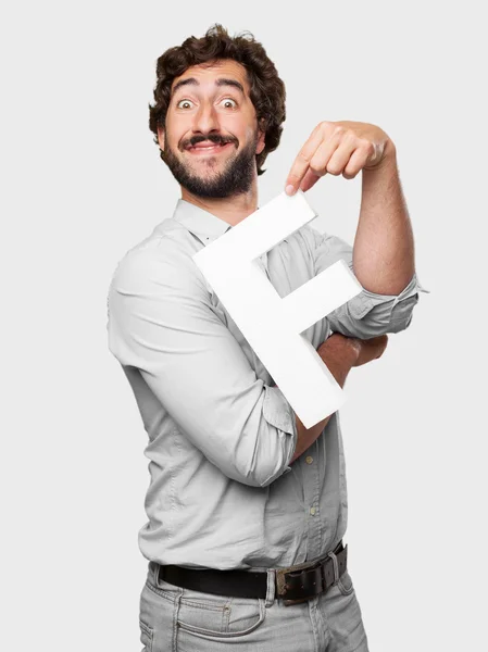 Crazy man with a letter — Stock Photo, Image