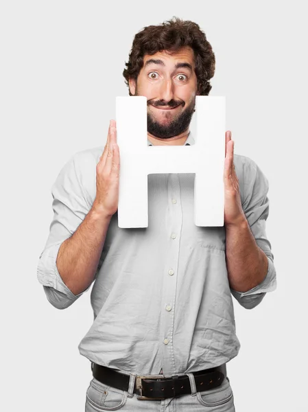 Crazy man with a letter — Stock Photo, Image