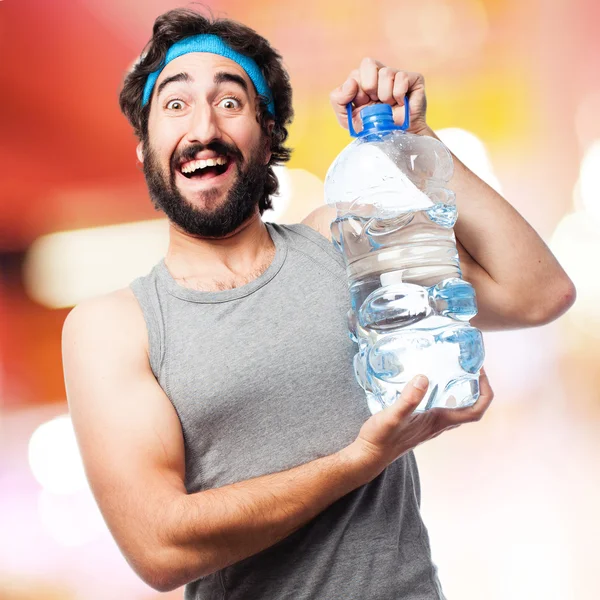 Sportman met water — Stockfoto
