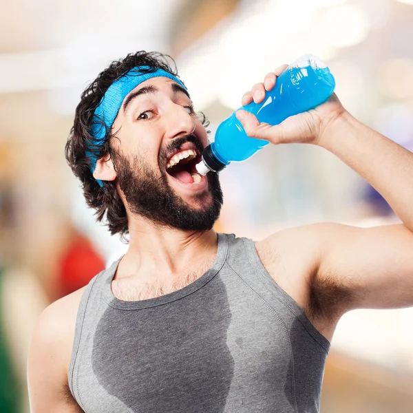 Sportsman drinking water — Stock Photo, Image
