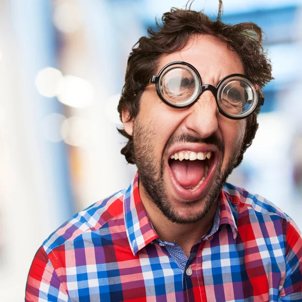 Crazy man laughing — Stock Photo, Image