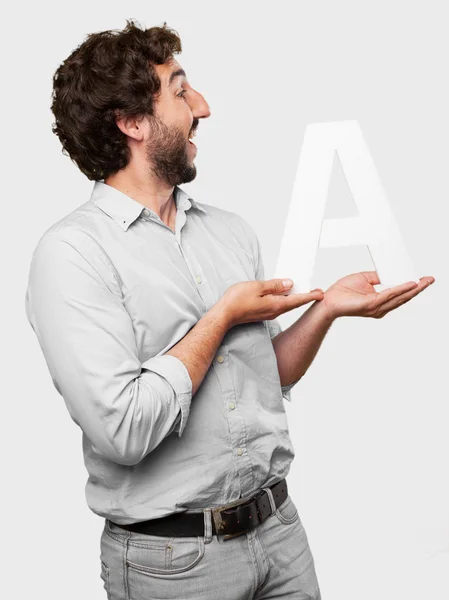 Crazy man with a letter — Stock Photo, Image